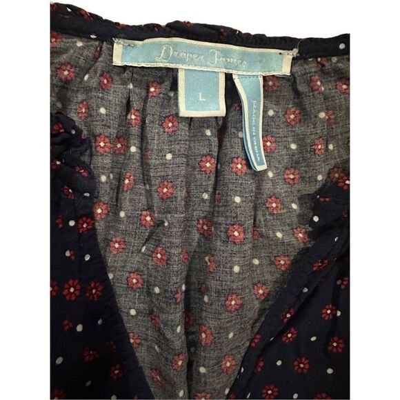 Draper James Multi Dot Popcover Dress ASO Reese Witherspoon sz Large Navy blue - Picture 6 of 10